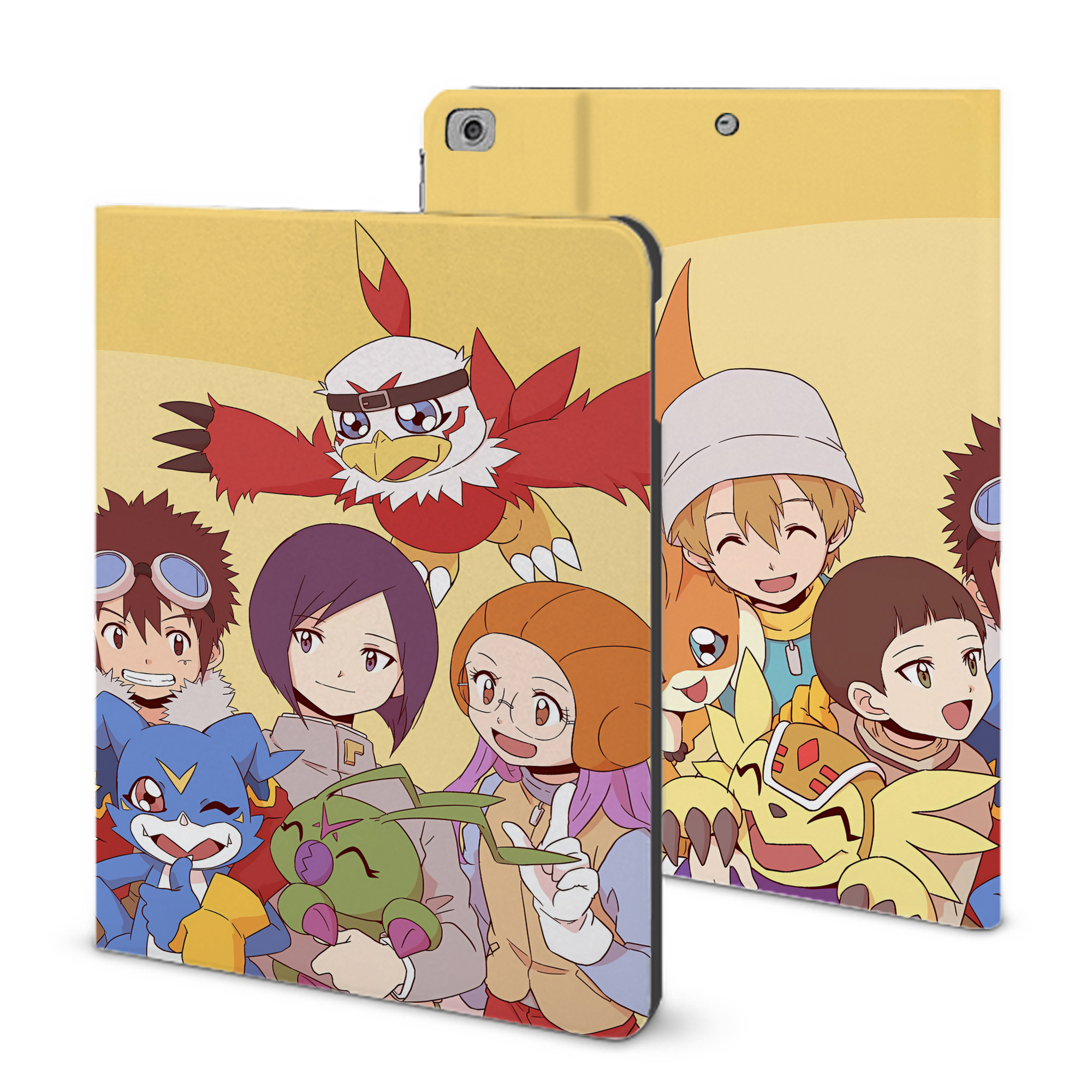 （画像用） Digimon デジタルモンスター/デジモン IPad ケース ブック型 PUレザー TPU 耐衝撃 軽量 薄型 ペン収納なし 全面保護 IPad 各モデル対応